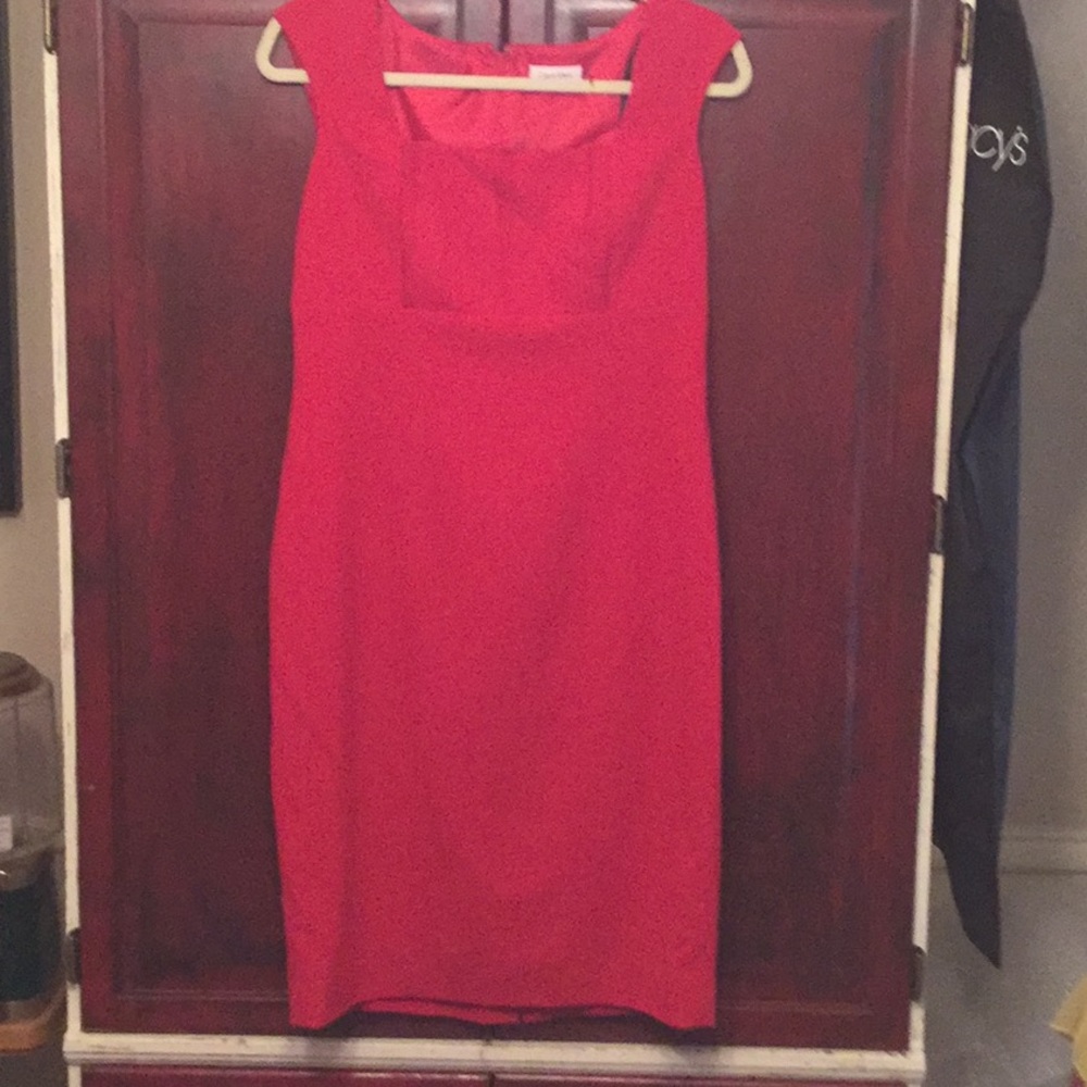 Calvin Klein Size 8 Red Sleeveless Dress